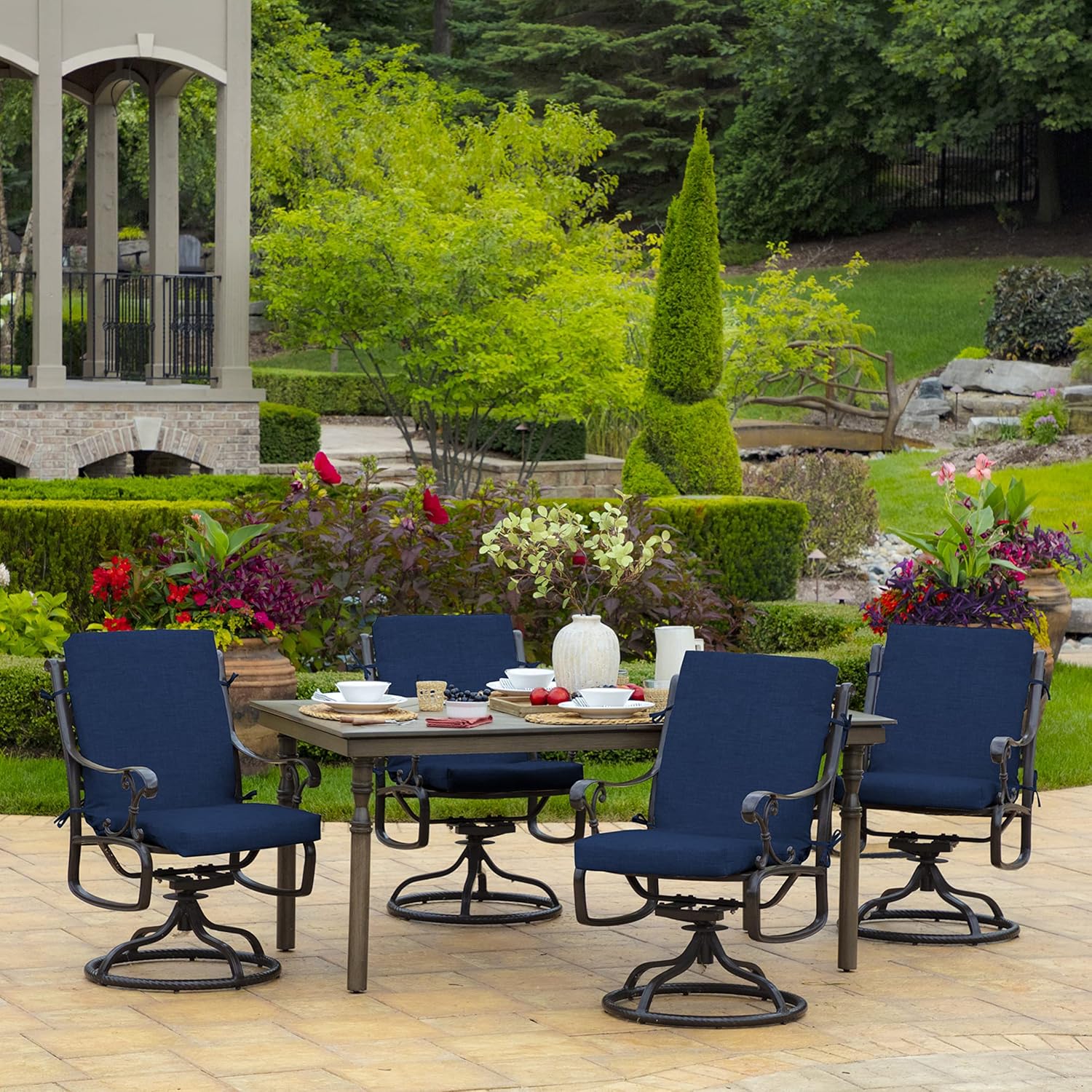 Arden Outdoor Midback Chair Cushion, 18 x 16.5, Sapphire Blue Leala