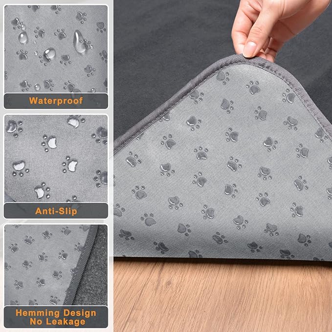LOOBANI 2 Packs Extra Large Reusable Dog Mat for Floor, Non-Slip Washable Pee Pad for Dogs, Fast Absorbent Pet Whelping Pads, Puppy Playpen Mat for Incontinence, Housebreak, Crate, 48x48in, Gray