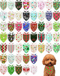 PET SHOW 100 Pack Christmas Dog Bandanas Bulk No Seam Extra Small Dog Scarves XS Xmas Puppy Triangle Bibs Kerchief Set Cats Pet Girl Boy Holiday Party Grooming Accessories, S