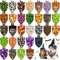 30 Pcs Halloween Dog Bandanas Bulk Adjustable Dog Scarves Bibs Pumpkin Bat Ghost Puppy Bandanas Pet Neckerchief Washable Holiday Halloween Bandanas for Small Medium Large Dog Pet Grooming Accessories