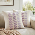 100% Cotton Farmhouse Leaves Throw Pillow Covers Set of 2, 20x20 Inch Mixed Purple Pastoral Decorative Print Cushion Covers for Sofa Bed Living Room Home Decor