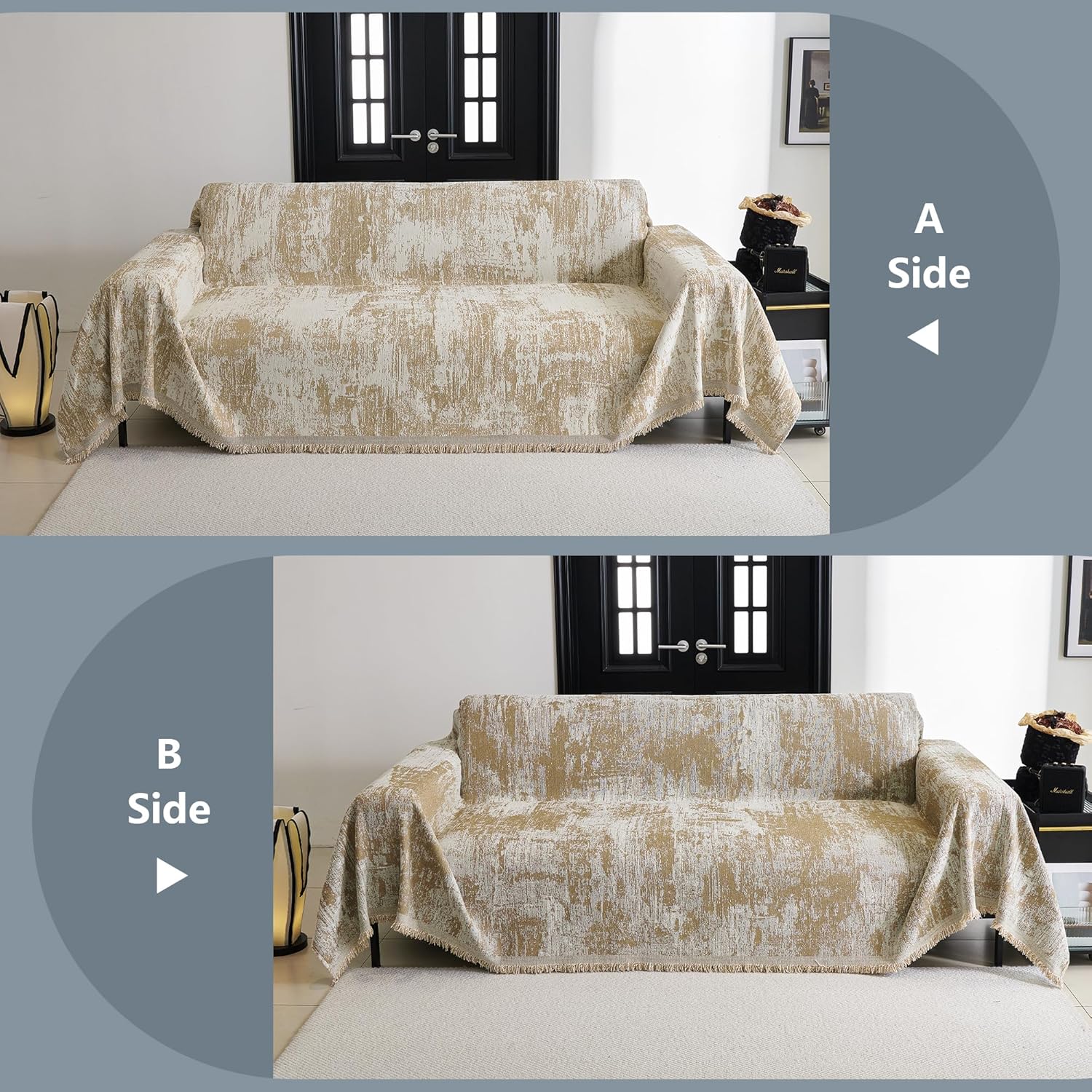 MYSKY HOME Couch Cover for Sectional Sofa Set for Dog Cat Pets Abstract Geometric Furniture Sofa Cover Washable Couch Cover 3 Seat Sofa Chenille Couch Protector Multi-Use Throw Blanket, 71" X134"