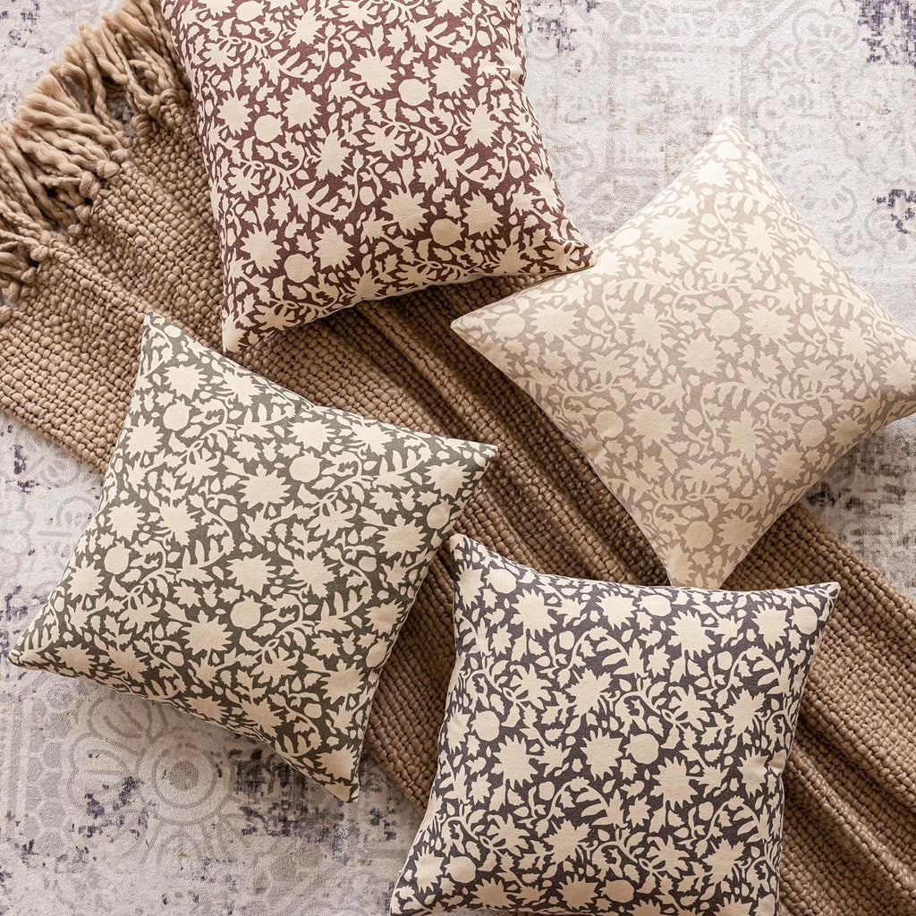 Foindtower Set of 2 Decorative Neutral Floral Throw Pillow Covers Accent Farmhouse Cushion Covers Boho Vintage Pillowcase for Couch Sofa Bedroom Living Room Home Decor,18×18 Inch,Wine Red