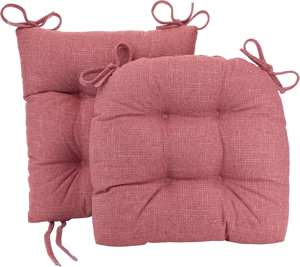 Klear Vu Omega Non-Slip Rocking Chair Cushion Set, Assembled in USA, Thick Padding & Tufted Design, Includes Seat Pad & Back Pillow with Ties, 17x17 Inches, 2-Piece Set, Dusty Rose