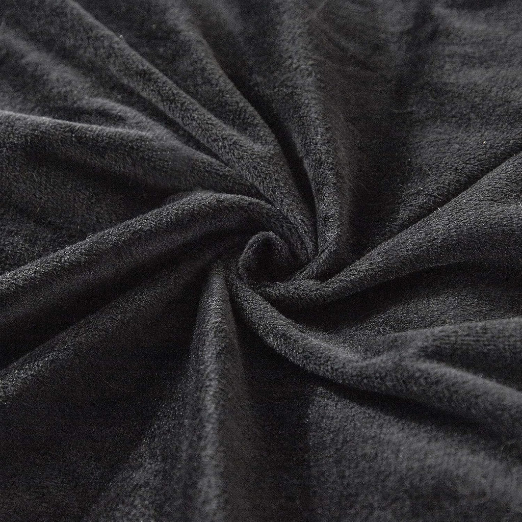 Uhamho Set of 2 Faux Fur Throw Pillow Covers Soft Velvet Decorative Pillowcases Zipper Closure (Black, 20"x36")