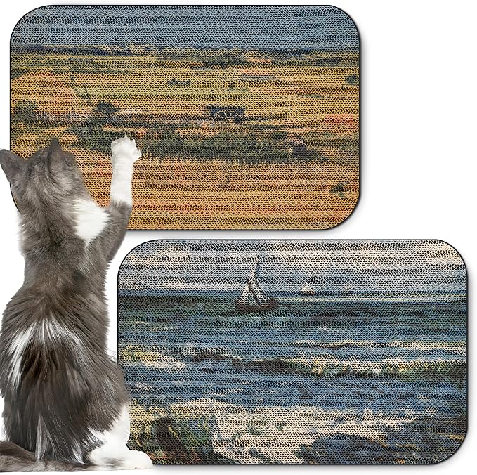 2 Packs Art Cat Wall-Mountable Scratching Board 16.7x11x1 Inch Cat Wall Scratch Pad and Scratcher for Indoor Cats Furniture Protector (Series3)