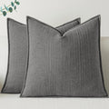 a moment Linen Pillow Covers Set of 2,Boho Farmhouse Throw Pillowcases Neutral Textured Decorative Covers for Couch Sofa,Soft Linen Blend Accent Case Cushion Living Room Home Decor 22"x22"Rustic Gray
