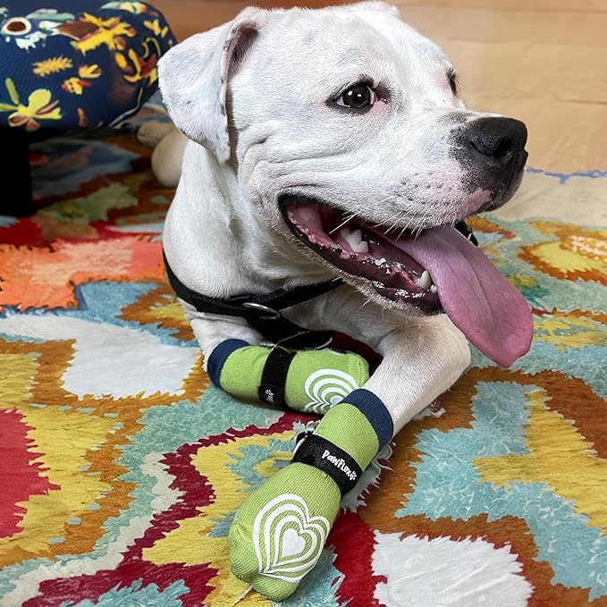 Medical Therapeutic Double Sided Non-Slip Cotton Dog Socks | PawFlex Comfy Pawz Silicone Grip on Inner Cuff No Twisting or Sliding Off | Senior & Disabled Dog Traction Control |Pet Paw Protection