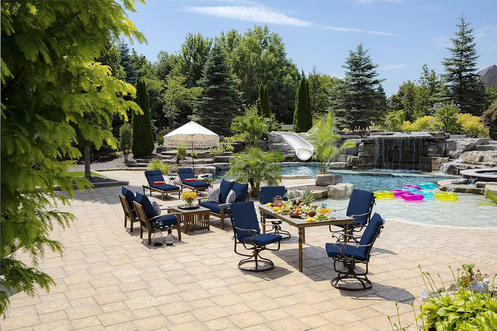 Arden Outdoor Midback Chair Cushion, 18 x 16.5, Sapphire Blue Leala