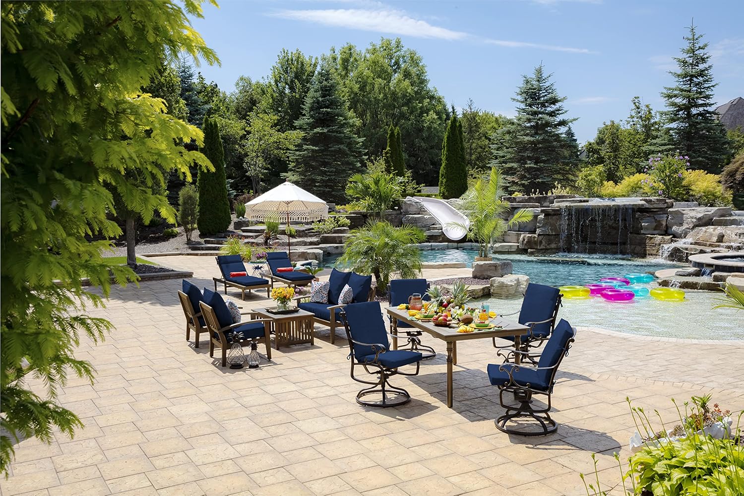 Arden Outdoor Midback Chair Cushion, 18 x 16.5, Sapphire Blue Leala