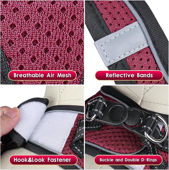 YIMEIS Dog Harness and Leash Set, No Pull Soft Mesh Pet Harness, Reflective Adjustable Puppy Vest for Small Medium Large Dogs, Cats (Grape Purple, Medium (Pack of 1)