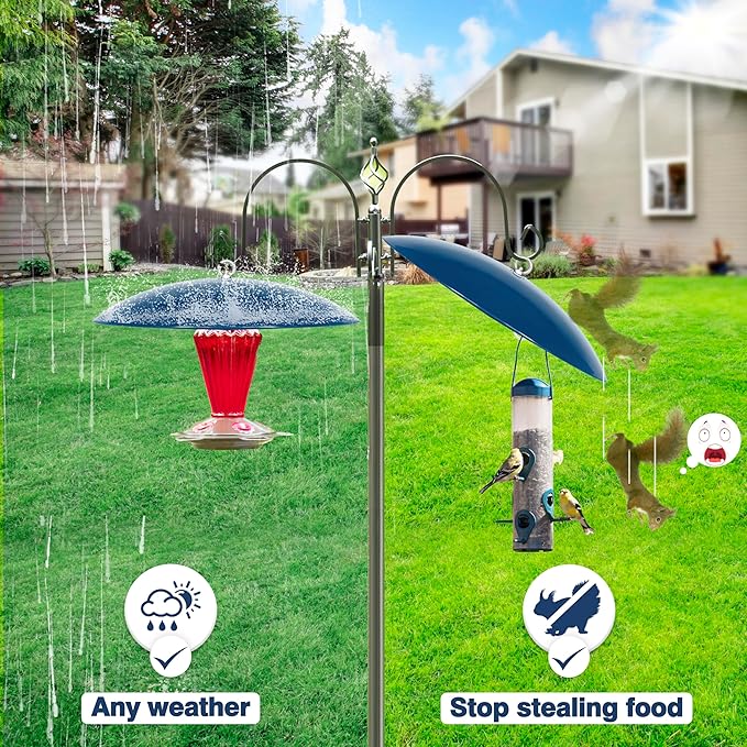 Bird Feeder Dome Guard,Squirrel Baffle for Hanging Feeder,13-Inch Cover for Shepherd's Hook in The Outdoors (Blue), 2 Pack