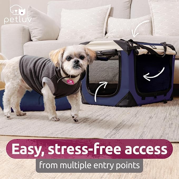 Large Cat Carrier & Dog Carrier for 2 Cats or Medium Dog. Soft Sided Pet Carrier for Travel. Collapsible, Portable with Soft Bed, Top & Side Loading, Locking Zippers, Puppy Crate & Kennel