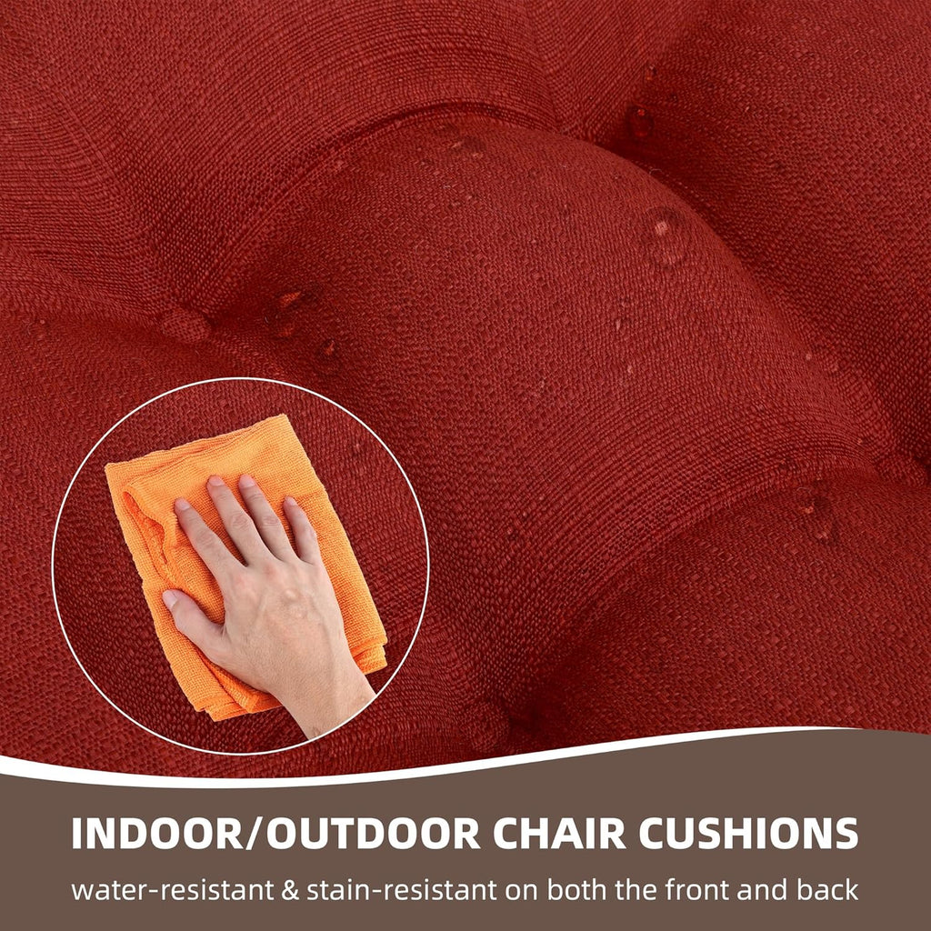 RACE LEAF Patio Chair Cushions 17x17 4 Pack, Thickened Outdoor Seat Cushions Water Resistant Stain Resistant Non-Slip Ties (Red)