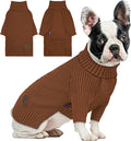 cyeollo Dog Sweaters for Medium Dogs Boy, Stretchy Warm Turtleneck Doggy Clothes for Fall Winter, Thermal Knit Pet Apparel with Sleeves, Brown XL