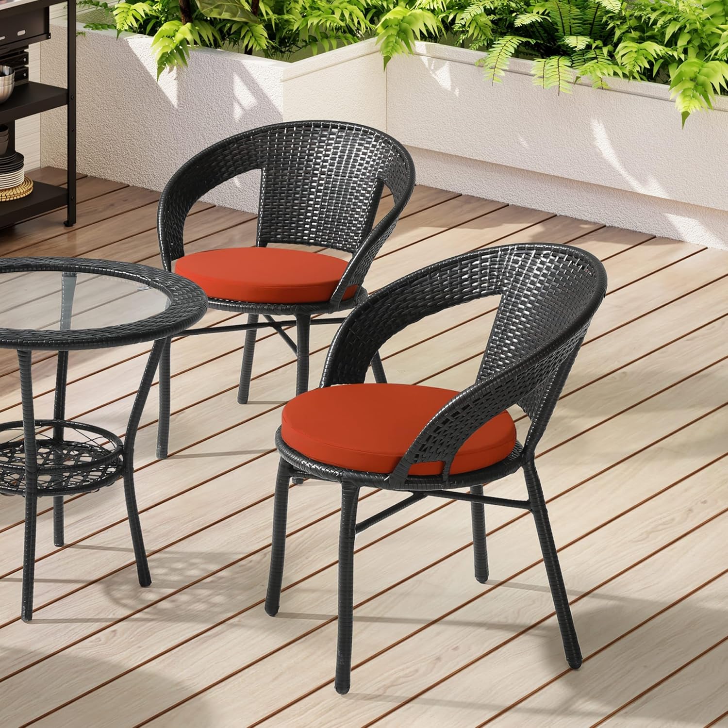WestinTrends Solace Outdoor Patio Kitchen Dining Chair Round Seat Cushions Set of 4, 16 x 16, Orange