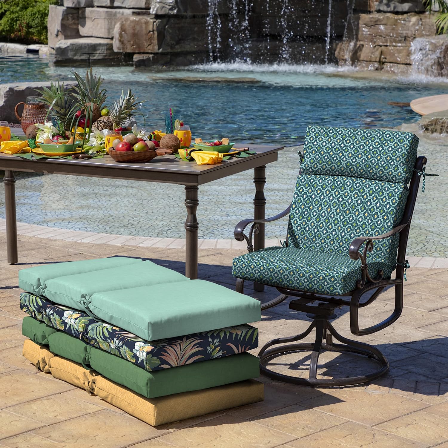 Arden Outdoor Chair Cushion, 21 x 20, Rain-Proof, Fade Resistant 21 x 20, Alana Tile