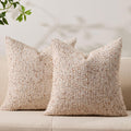 Decorative Couch Throw Pillow Covers 16x16 Set of 2 Beige Striped Soft Wool Pillow Covers Neutral Textured Boho Cushion Covers for Modern Farmhouse Sofa Bedroom Living Room Decor SY012-A16