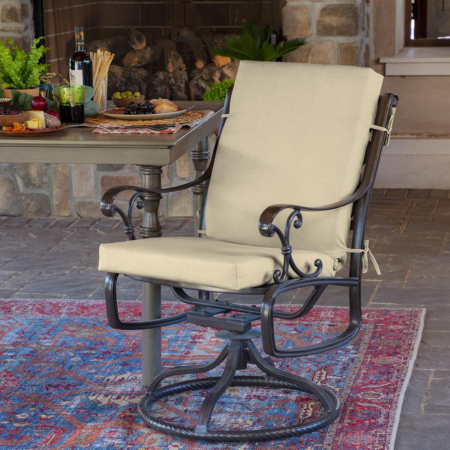 Arden Outdoor Midback Chair Cushion, 18 x 16.5, Tan Leala