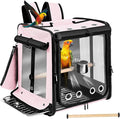 Sanmoncare Bird Carrier for Car Travel with Seat Belt, Indestructible Stainless Steel Mesh Parrot Backpack Travel Cage