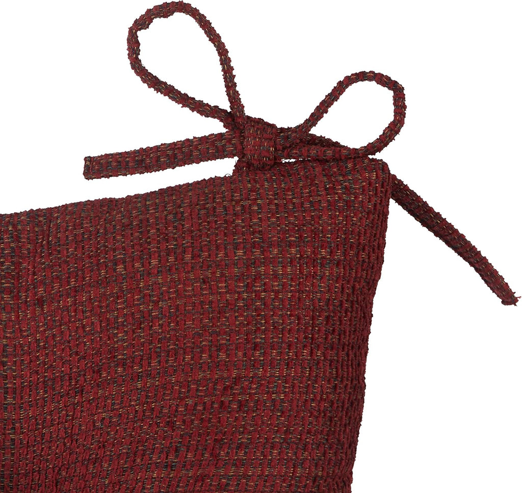 Klear Vu Omega Non-Slip Rocking Chair Cushion Set, Assembled in USA, Thick Padding & Tufted Design, Includes Seat Pad & Back Pillow with Ties, 17x17 Inches, 2-Piece Set, Tyson Red