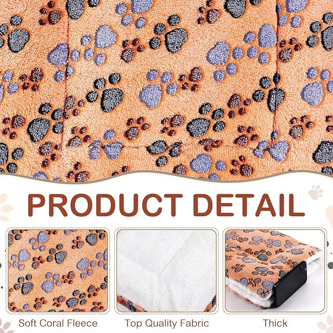 4 Pack Ultra Soft Dog Cat Bed Mat with Cute Prints Reversible Fleece Dog Crate Kennel Pad Cozy Washable Thickened Hamster Guinea Pig Pet Bed Mat for Small Animals(21 x 14 Inches,Vivid Color)