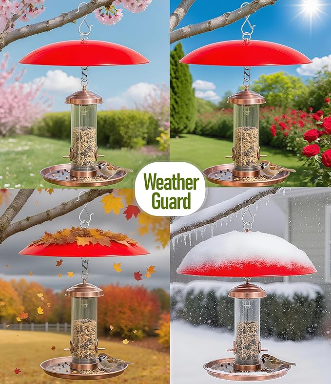 13" Hummingbird Feeder Dome Guard,Bird Feeder Rain Cover,Dome Weather Proof for Bird Feeders Pole, (Bright Red), 1Pack