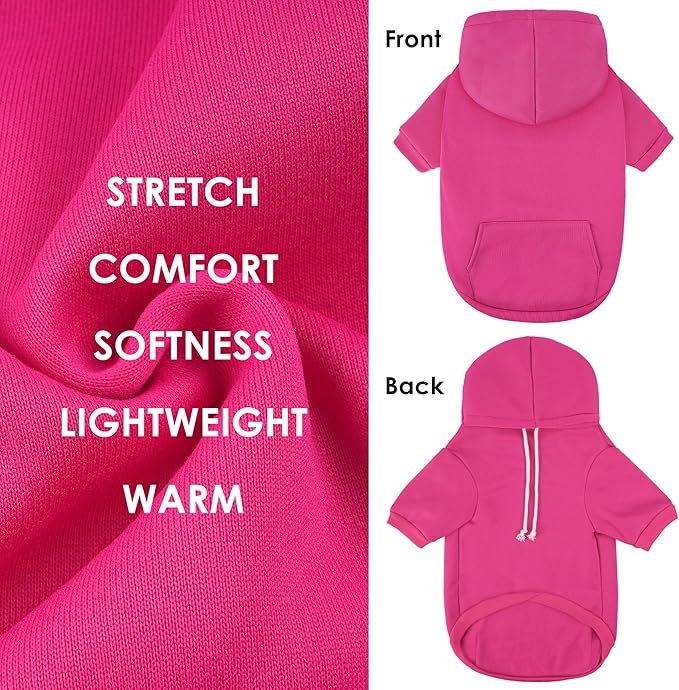 Dog Basic Hoodie Ultra-Soft Plaid Dog Clothes Cold Weather Sweaters for Medium Large Dogs Breathable Cozy Fabric Pet Coat Warm Stylish Sweatshirt with Leash Hole Pocket Dogs Jacket for Cats Boys Girls