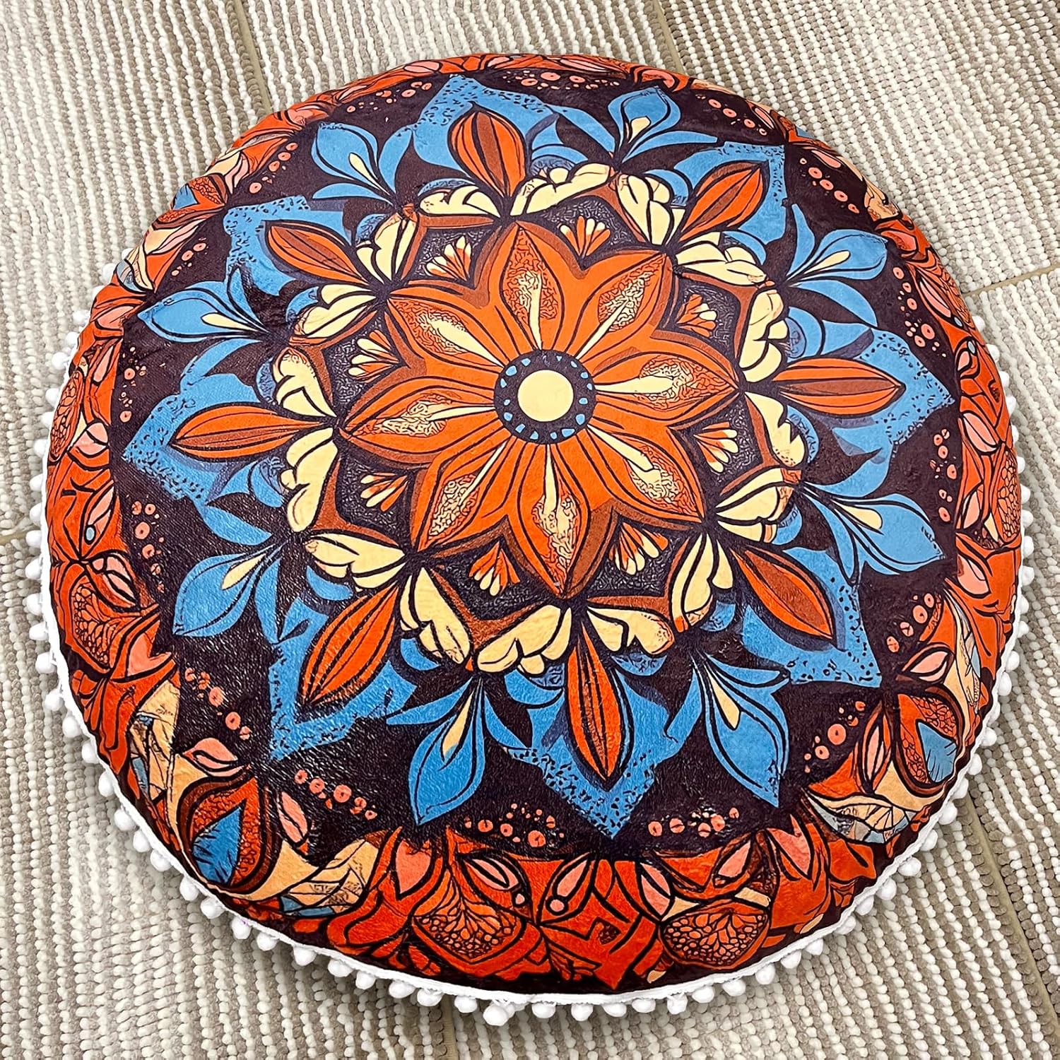 32 in Meditation Floor Cushion, Round Large Floor Pillow for Adult, Yoga Pillows for Sitting On Floor, Boho, Memory Foam Filling