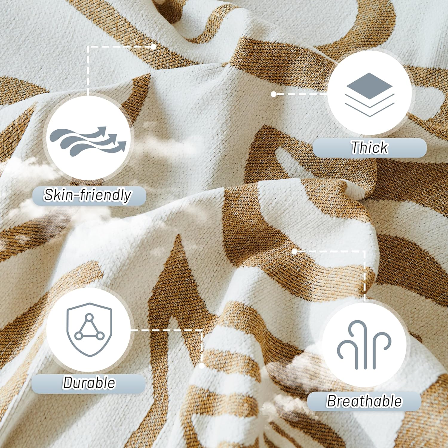 MYSKY HOME Couch Cover for Dogs, Washable Couch Covers, Sofa Covers for Sectional Sofa, Couch Cover 2 Cushion Sofa Dogs Furniture Protector, Chenille Sofa Covers for Pets, 71"x118", Abstract Khaki