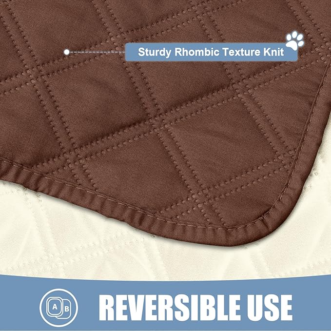 Smiry Waterproof Dog Bed Cover Pet Blanket, Soft Washable Dog Blanket for Furniture Bed Couch Sofa Reversible, Checkered (40"x90", Brown/Beige)