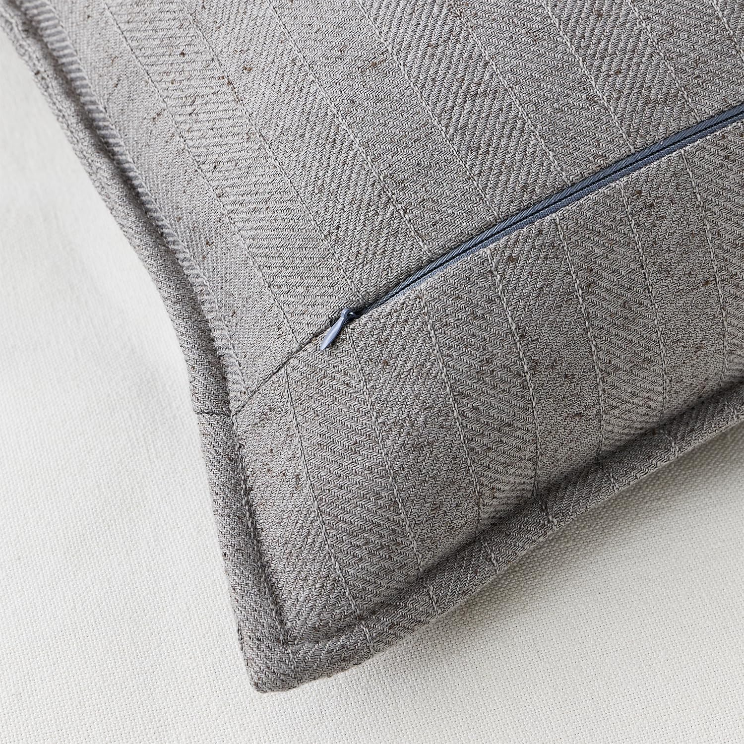 22x22 Linen Pillow Covers Grey Pack of 2 Farmhouse Boho Neutral Accents Striped Textured Square Decorative Throw Pillow Cases for Living Room Couch Bed Home Decor