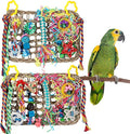 Liliful 2 Pieces Bird Foraging Toys for Parakeets Cockatiel Conures Lovebirds Foraging Shredding Seagrass Wall with Colorful Chewing Toys