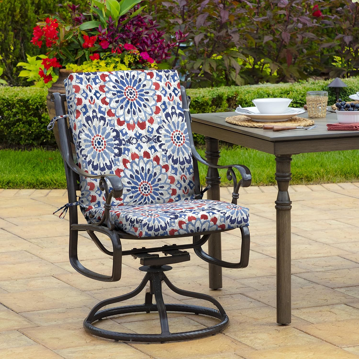 Arden Outdoor Midback Chair Cushion, 18 x 16.5, Clark Blue