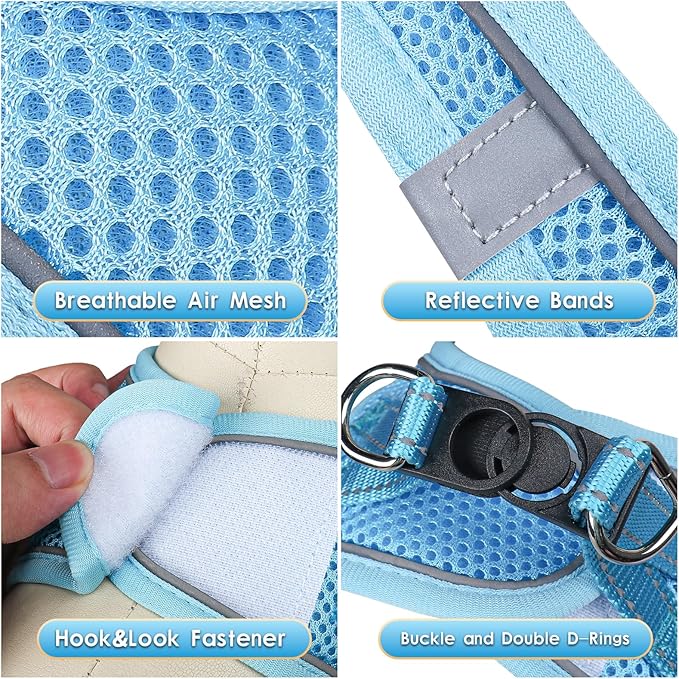 YIMEIS Dog Harness and Leash Set, No Pull Soft Mesh Pet Harness, Reflective Adjustable Puppy Vest for Small Medium Large Dogs, Cats (Sky Blue, X-Small (Pack of 1)