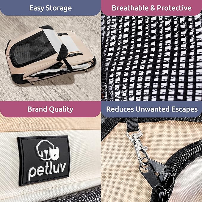 Medium Cat Carrier & Dog Carrier for Most Cats or Small Dog. Soft Sided Pet Carrier for Travel. Collapsible, Portable with Soft Bed, Top & Side Loading, Locking Zippers, Puppy Crate & Kennel