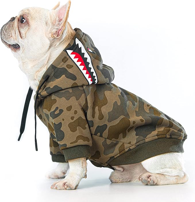 Camo Dog Hoodie Dog Clothes Extra Warm Fleece Lining Stretchy Fit for Small Medium Large Dogs (Camo, X-Large)