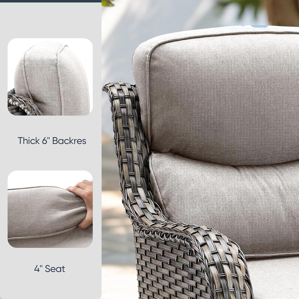 9-Piece Outdoor Patio Cushion Set - Fade & Water Resistant with Removable Olefin Cover, 22x24x4 Inch Memory Foam Cushions for Wicker Sectional Sofa – Beige/Crescent