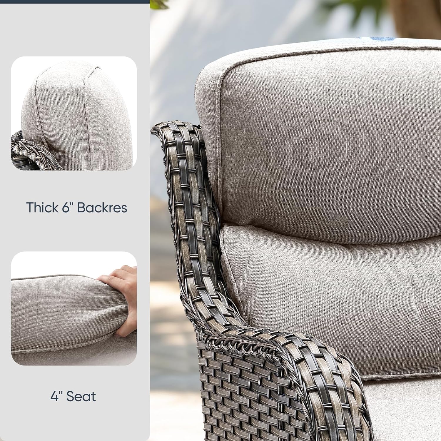 9-Piece Outdoor Patio Cushion Set - Fade & Water Resistant with Removable Olefin Cover, 22x24x4 Inch Memory Foam Cushions for Wicker Sectional Sofa – Beige/Crescent