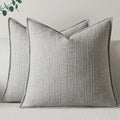 a moment Linen Pillow Covers Set of 2,Boho Farmhouse Throw Pillowcases Neutral Textured Decorative Covers for Couch Sofa, Soft Linen Blend Accent Case Cushion Living Room Home Decor 24"x24"Light Grey