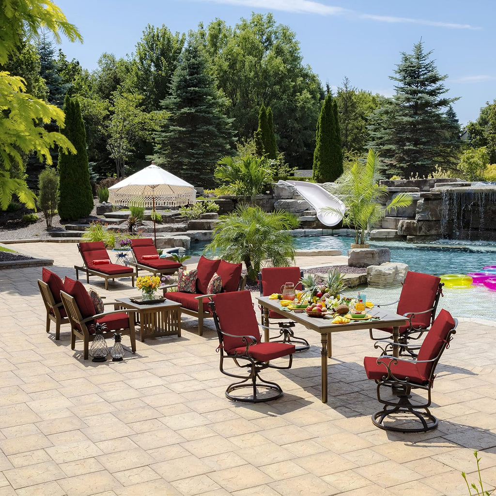 ARDEN Outdoor Midback Chair Cushion, 18 x 16.5, Water Repellent, Fade Resistant 18 x 16.5, Ruby Red Leala