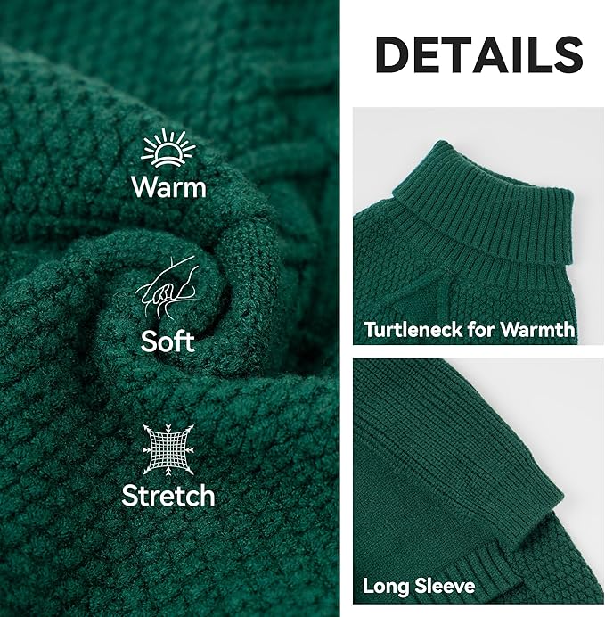 cyeollo 4XL Dog Sweater,Pullover Turtleneck for Large Dogs Classic Knitwear Fall Winter Cold Weather Dog Clothes Warm Pet Apparel Large Big Dogs Sweaters Male&Female, Green XXXXL