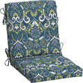 ARDEN Outdoor Midback Chair Cushion, 18 x 16.5, Water Repellent, Fade Resistant 18 x 16.5, Sapphire Aurora Blue Damask