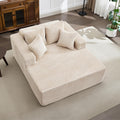 61" Oversized Chaise Lounge Chair Indoor, Boneless Couch Cloud Fluffy Chaise Lounges Corduroy Upholstered Sofa Bed w/Throw Pillows for Living Room Home Camel