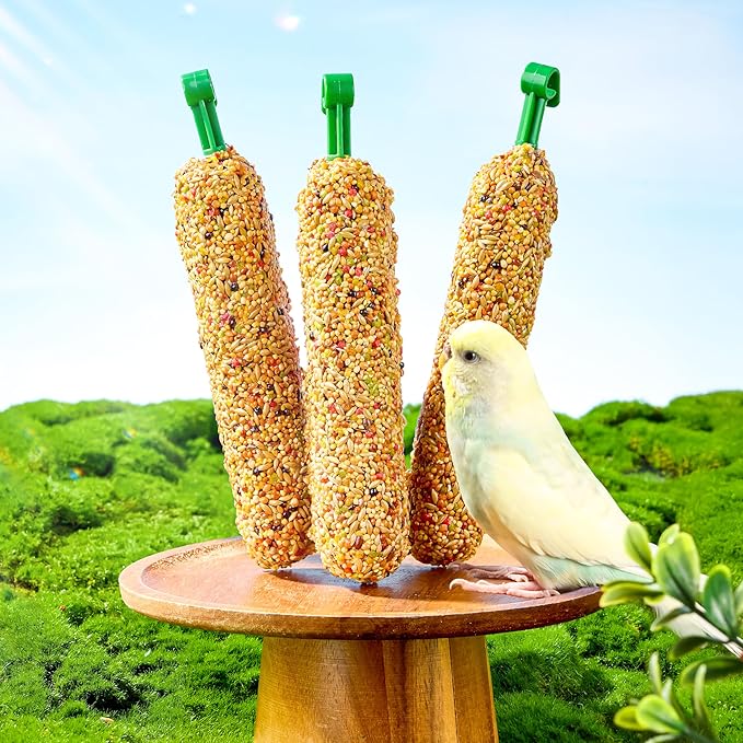 BUCATSTATE Parakeet Treats Honey Treat Sticks 3 Packs, Natural Bird Treats All Grains Flavor Cockatiel Treats, Pet Bird Treat Toy for Parrot Conure Budgie Lovebird