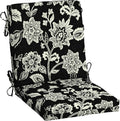 Arden Outdoor Midback Chair Cushion, 18 x 16.5, Rain-Proof, Fade Resistant Ashland Black Jacobean