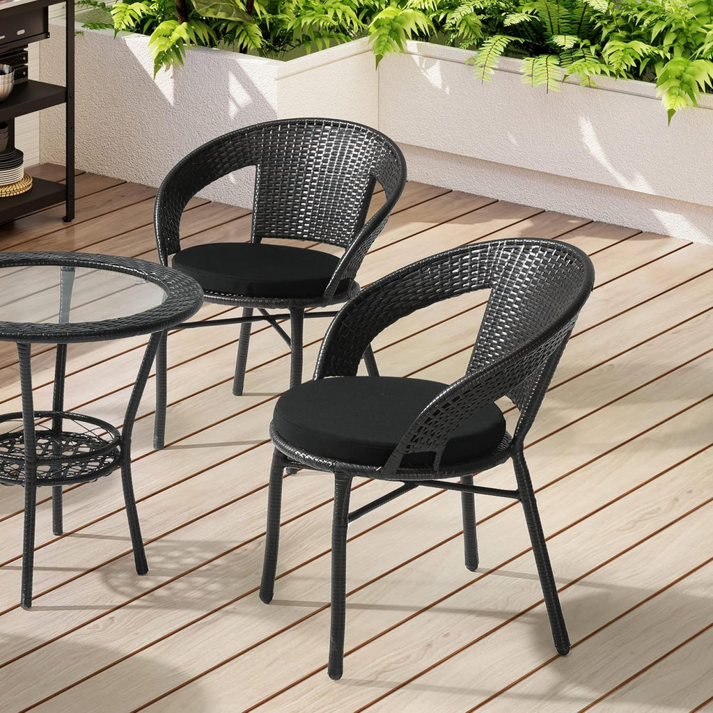 WestinTrends Solace Outdoor Patio Kitchen Dining Chair Round Seat Cushions Set of 4, 16 x 16, Black