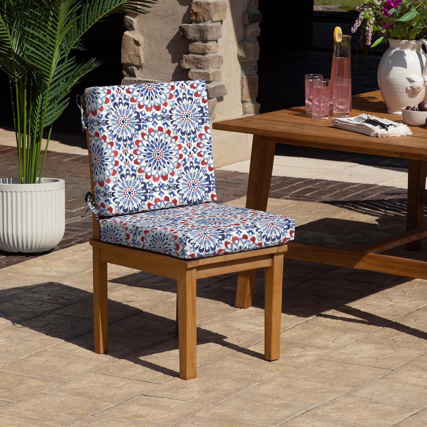 Arden Foam Outdoor Dining Chair Cushion, 20 x 20, Made with ProFoam, Rain-Proof, Fade Resistant, Clark Blue