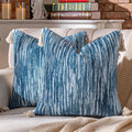 AmHoo Boho Throw Pillow Covers Set of 2 Decorative Bohemian Woven Tufted Striped Farmhouse with Tassels Textured Cushion Case Pillowcase Neutral for Sofa Couch Bed 18 x 18-Inch Sky Blue
