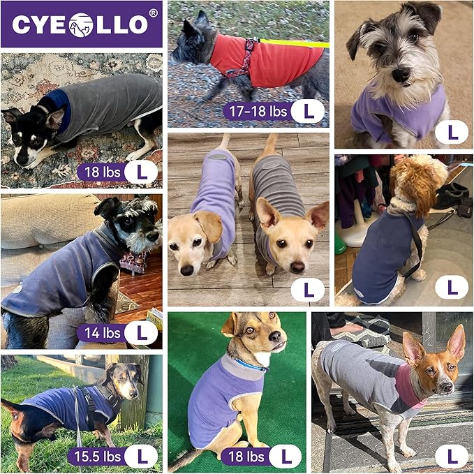cyeollo 2 Pack Dog Fleece Sweater Stretchy Sweatshirt Vest with Reflective Stripe Pullover Jacket Lightweight Pet Dog Clothes for Small Dogs Grey & Red